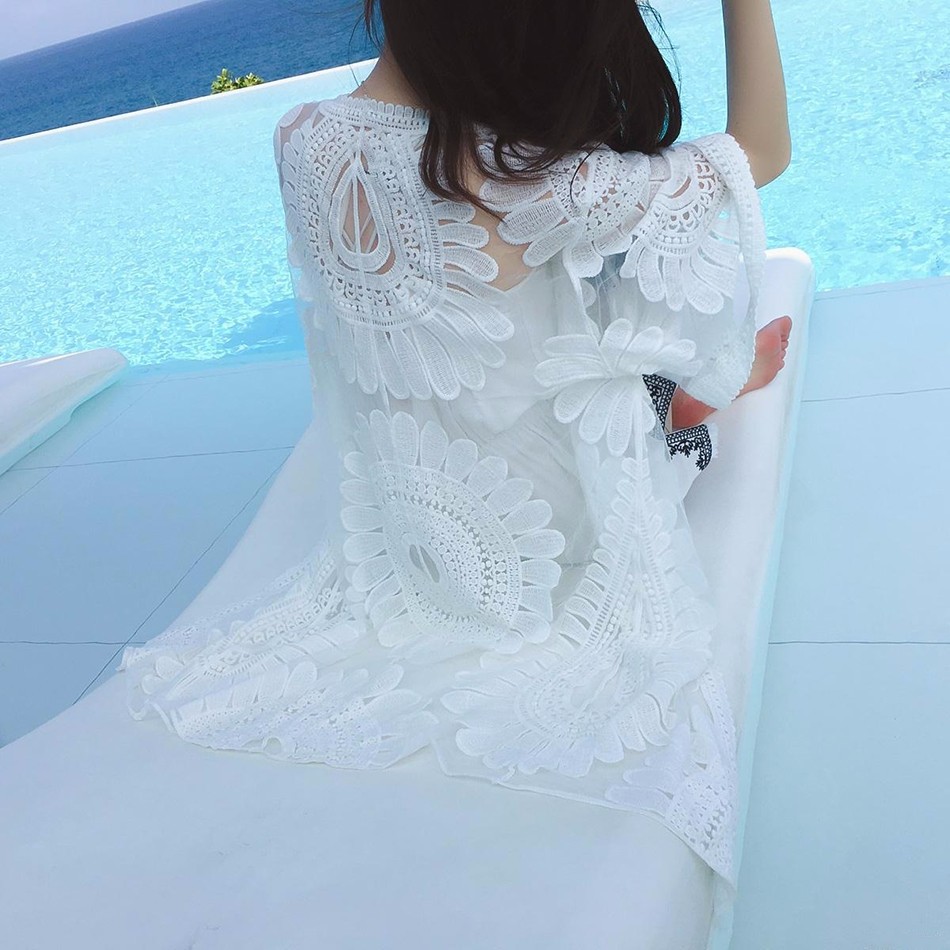 花柄 ファッション 花模様 シースルー レース ロングカーディガン 夏向け