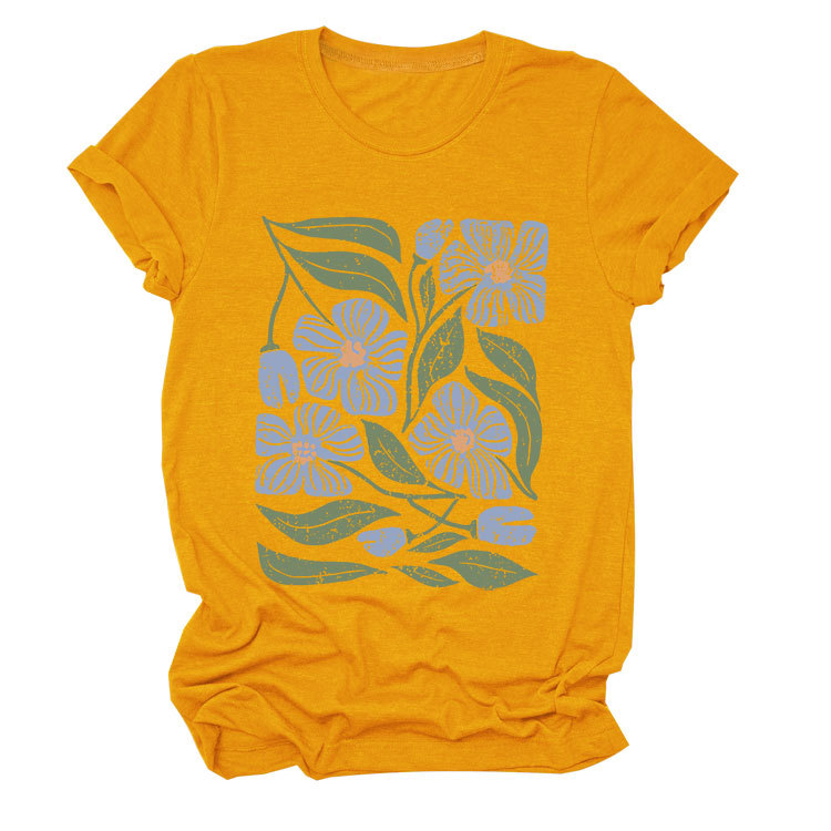花柄 ファッション 優美な花園プリント 半袖Tシャツ