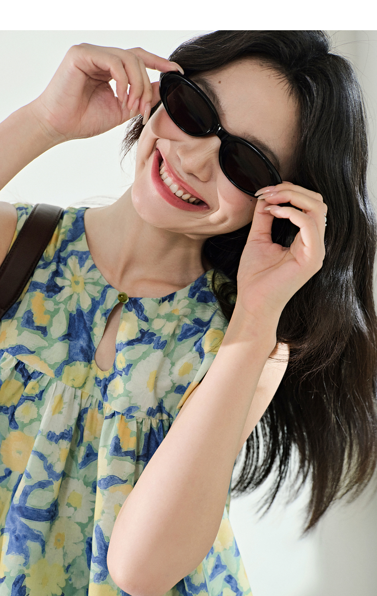 花柄 ファッション 水彩花柄 ふんわりチュニック