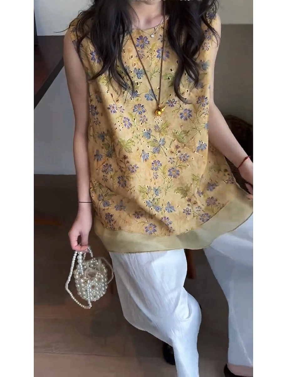 花柄 ファッション 花園の涼風 ノースリーブブラウス