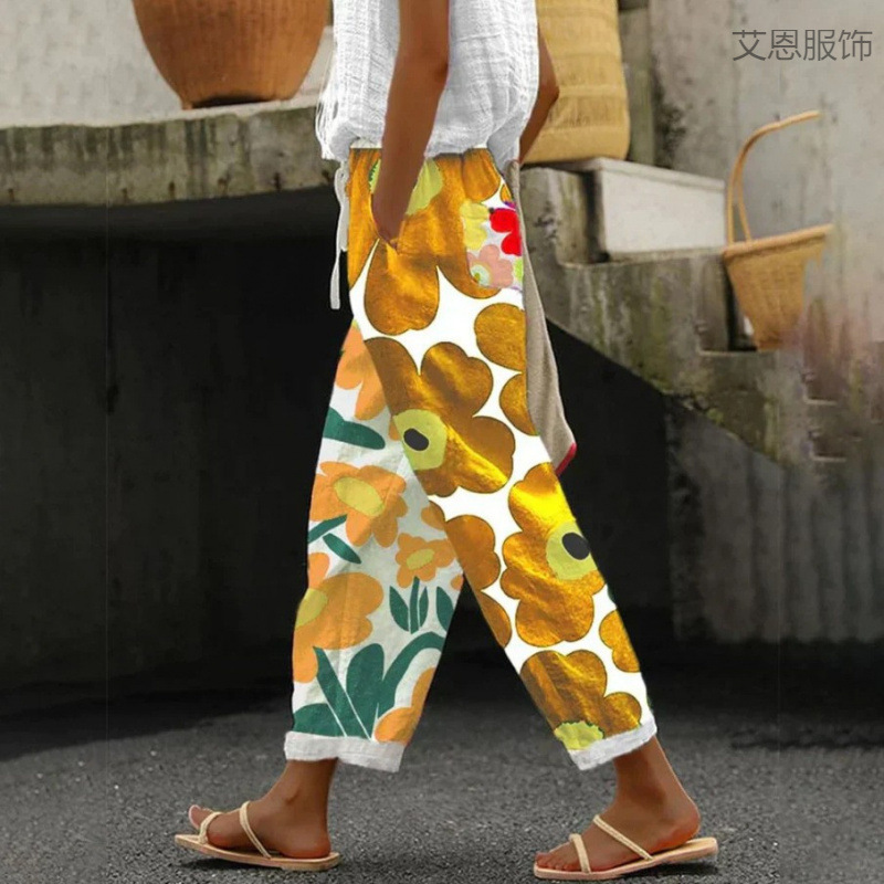 花柄 ファッション 大輪花咲きワイドパンツ