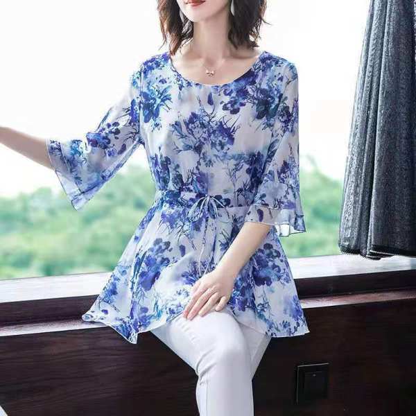 花柄 ファッション 優美な花園フリルチュニック