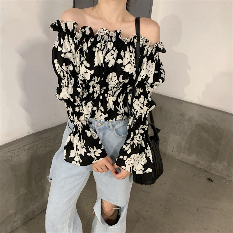 花柄 ファッション 涼やか花柄 オフショルダー チュニック トップス