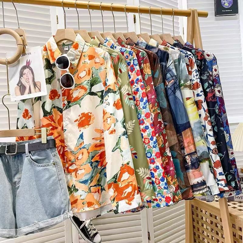 花柄 ファッション アート風デザイン 涼感ブラウス