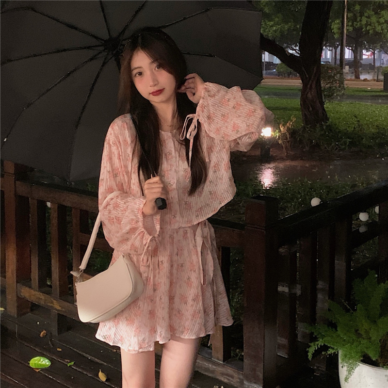 花柄 ファッション 優しい春色 花柄ブラウス スカートセット