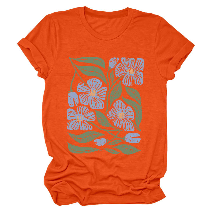 花柄 ファッション 優美な花園プリント 半袖Tシャツ