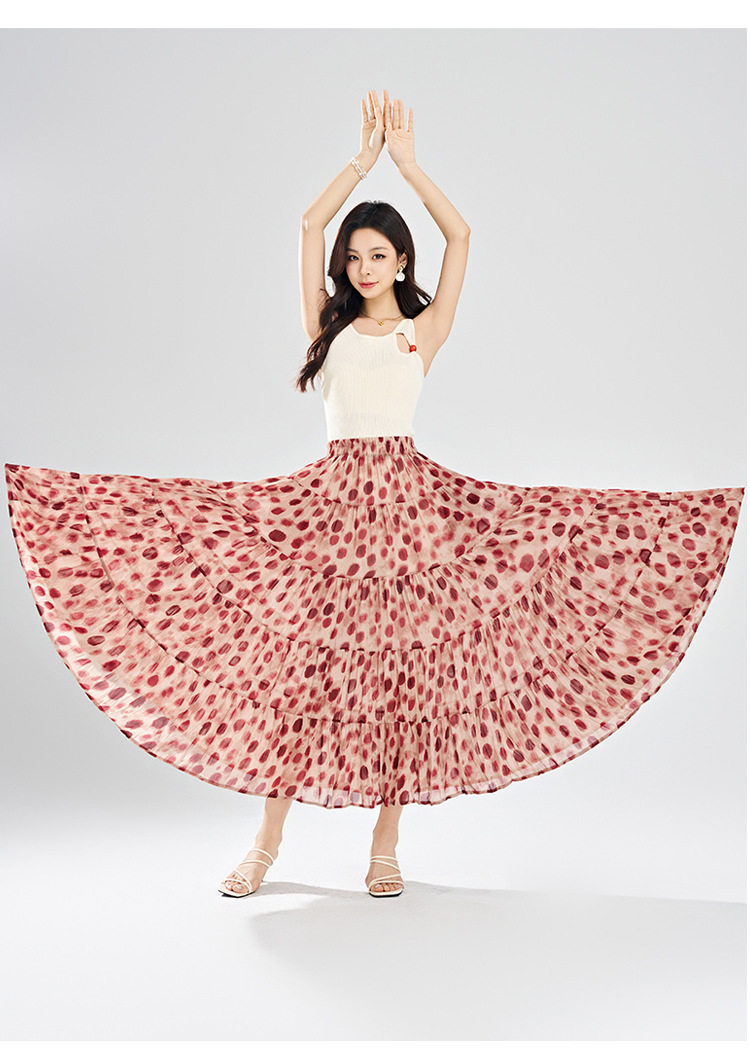 花柄 ファッション 花咲くプリーツマキシスカート