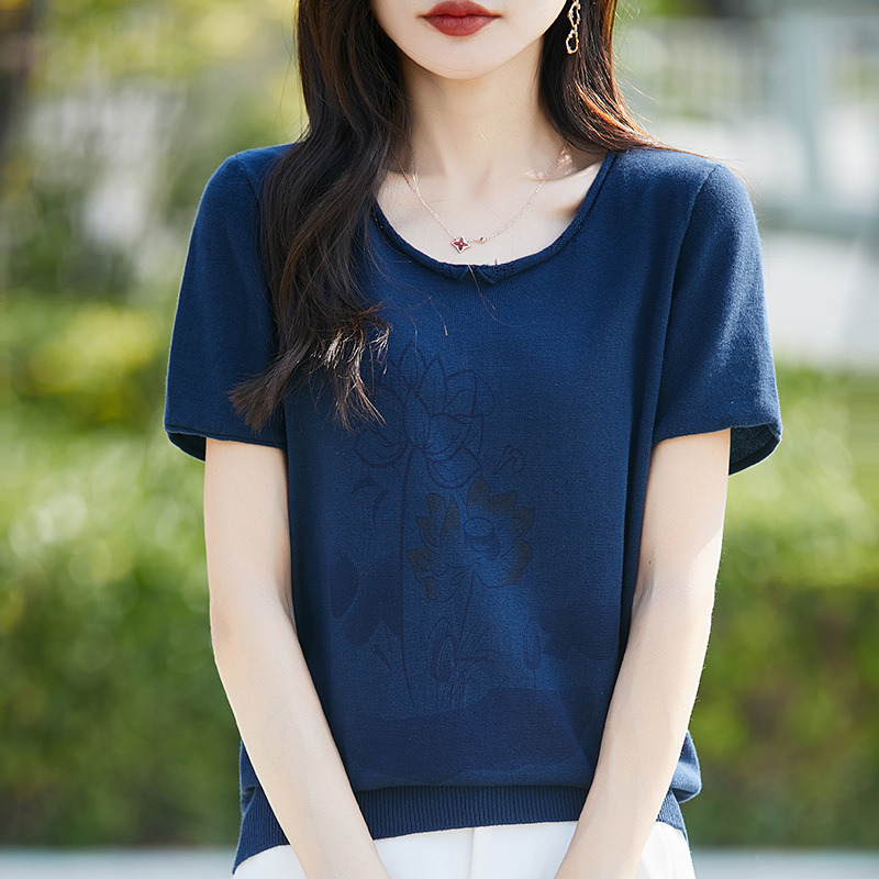 花柄 ファッション 優美な花影 ニットトップス