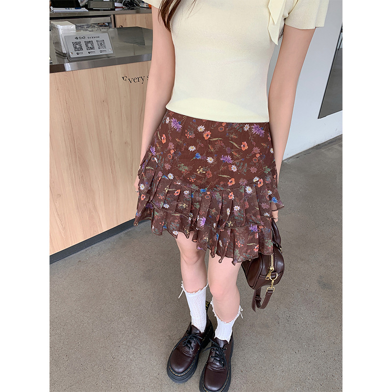 花柄 ファッション 野花ティアードミニスカート