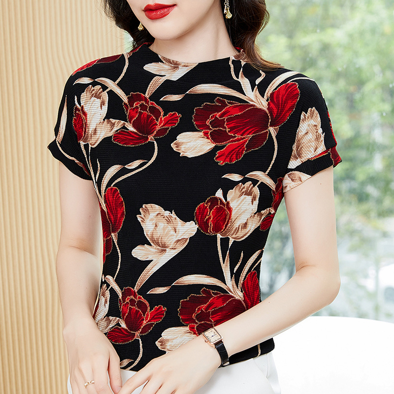 花柄 ファッション 優美な花舞う 上質ニットトップス