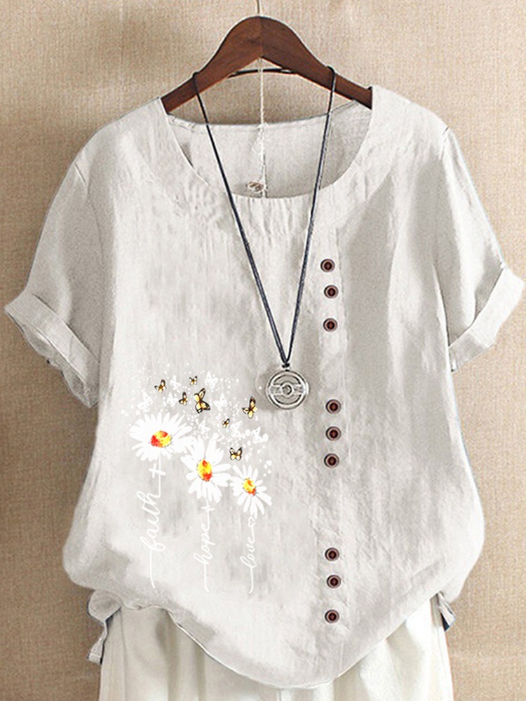 花柄 ファッション 蝶舞う野花刺繍ゆったりチュニック