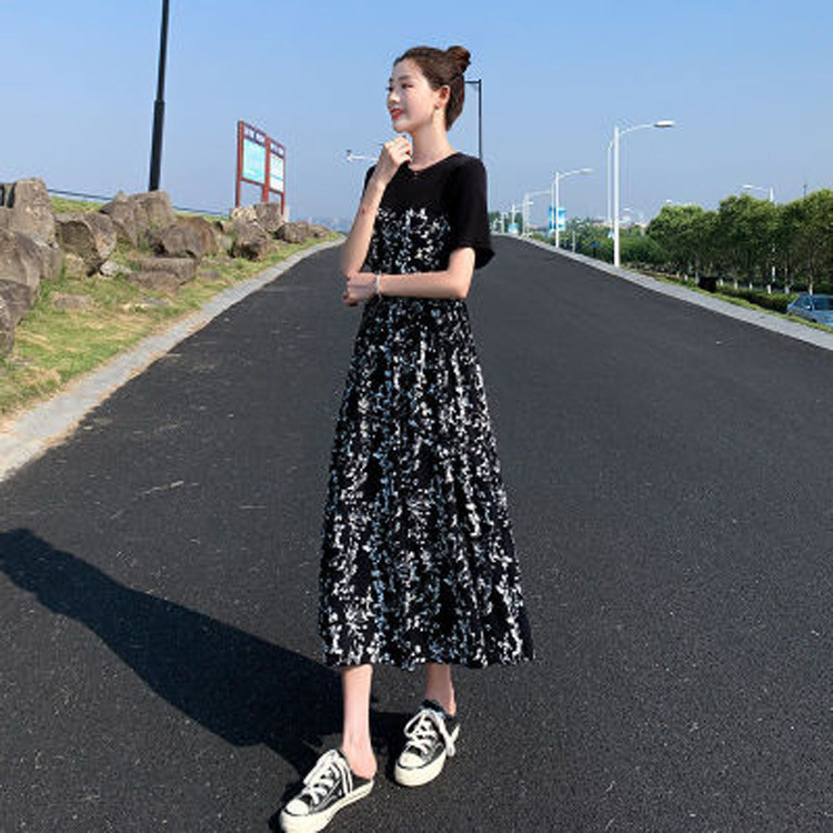 花柄 ファッション 優美な小花柄 切替デザインワンピース