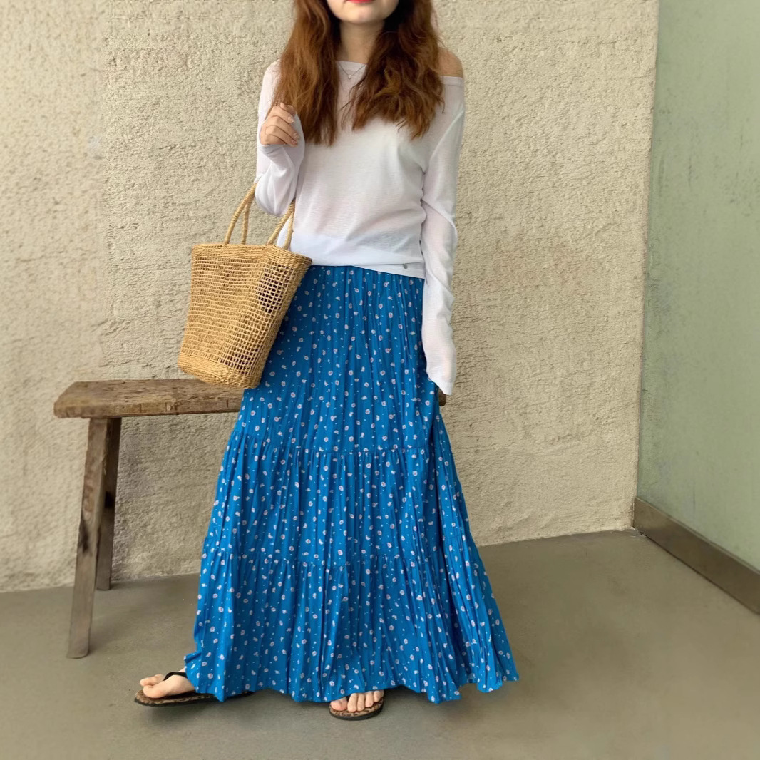 花柄 ファッション 小花模様の風薫るティアードスカート