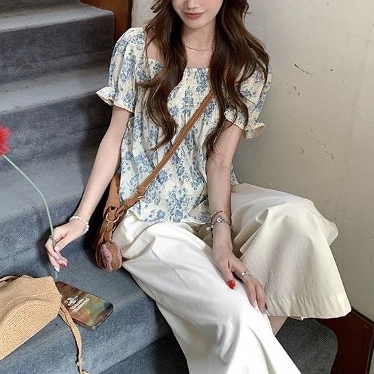 花柄 ファッション 優美な花園 シャーリングワンピース