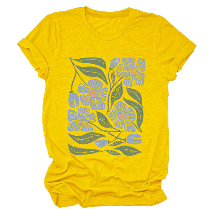 花柄 ファッション 優美な花園プリント 半袖Tシャツ