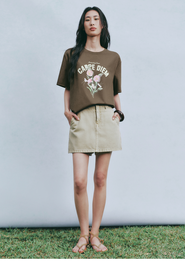 花柄 ファッション 今を楽しむ花束 ゆったりTシャツ