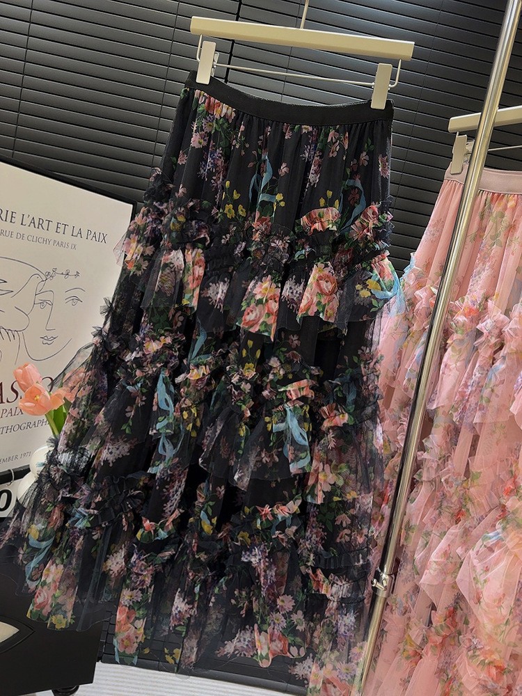 花柄 ファッション 夢見る花園チュールスカート