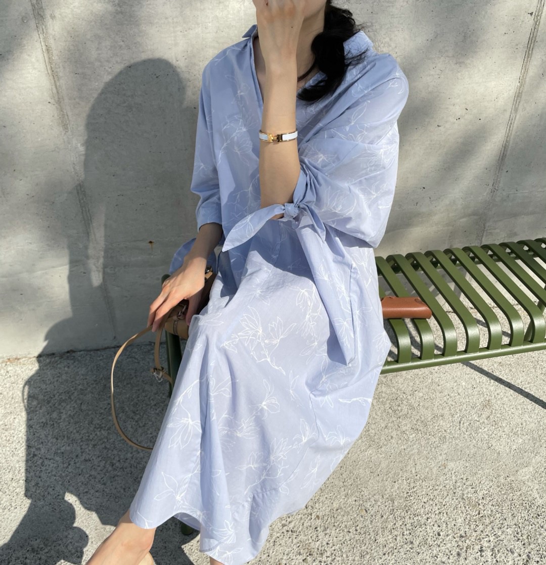 花柄 ファッション 優雅な花柄ゆったりロングワンピース