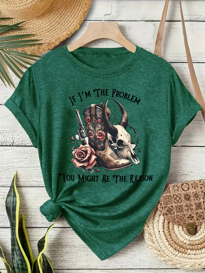 花柄 ファッション 荒野の薔薇 メッセージ入りTシャツ