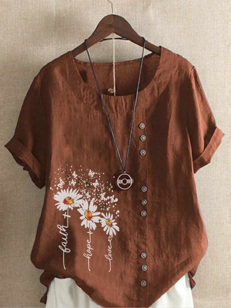 花柄 ファッション 蝶舞う野花刺繍ゆったりチュニック