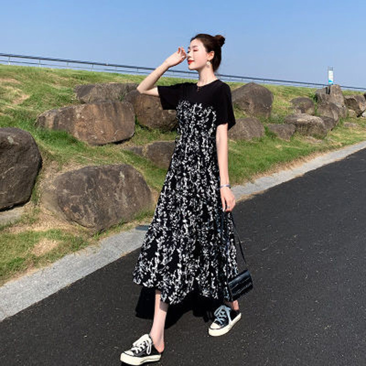 花柄 ファッション 優美な小花柄 切替デザインワンピース