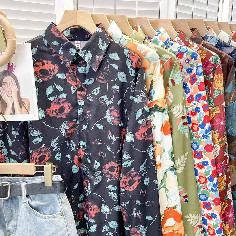花柄 ファッション アート風デザイン 涼感ブラウス
