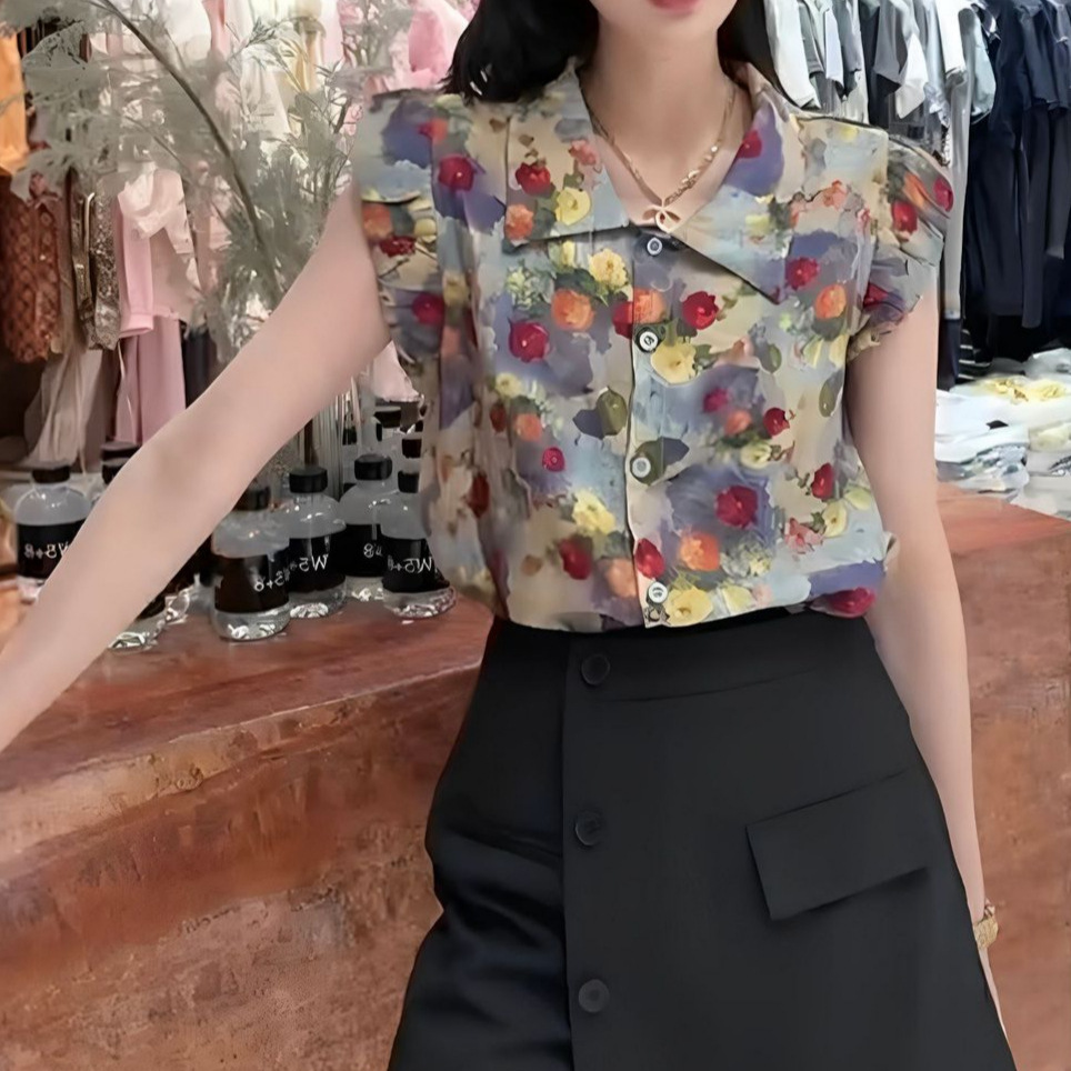 花柄 ファッション 優美な花園 ノースリーブブラウス