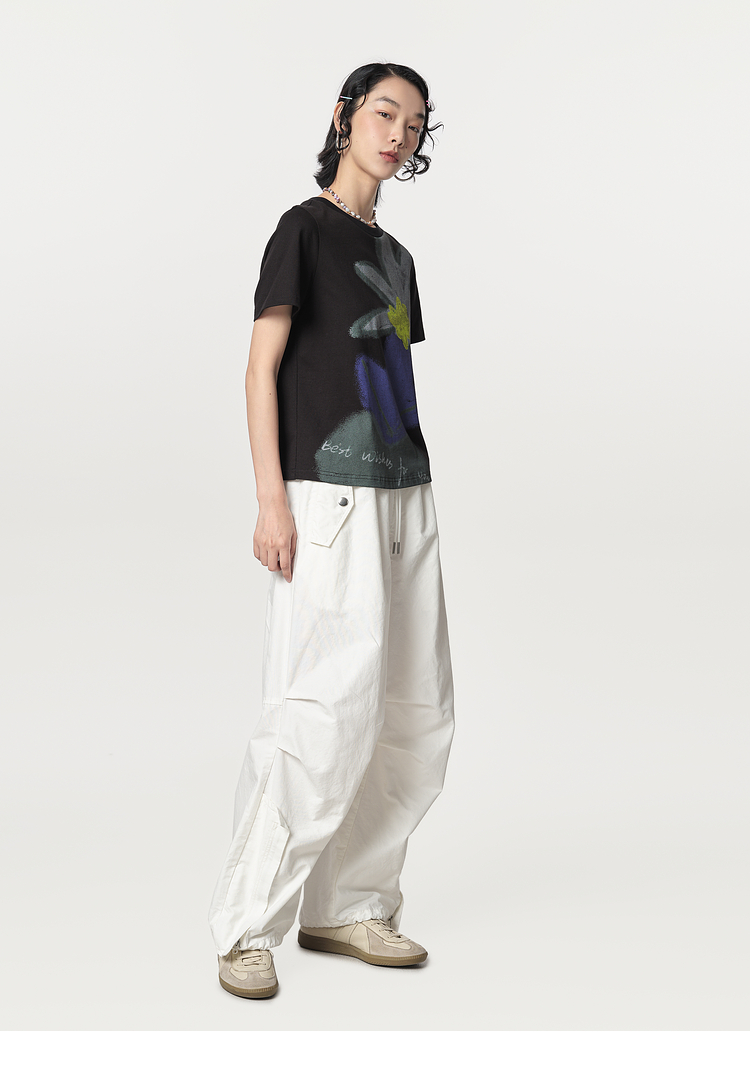 花柄 ファッション アートフルブルーム 花模様Tシャツ