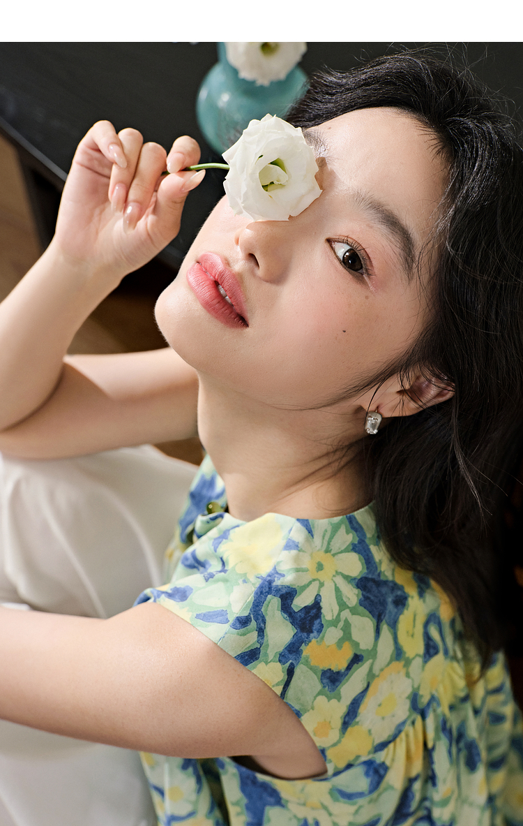 花柄 ファッション 水彩花柄 ふんわりチュニック