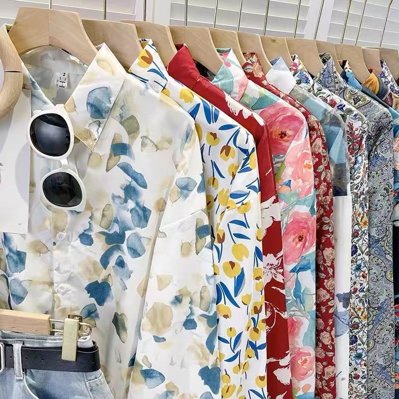 花柄 ファッション アート風デザイン 涼感ブラウス