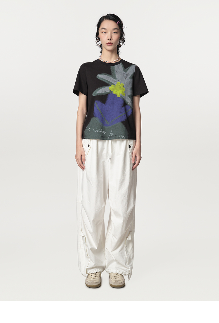 花柄 ファッション アートフルブルーム 花模様Tシャツ