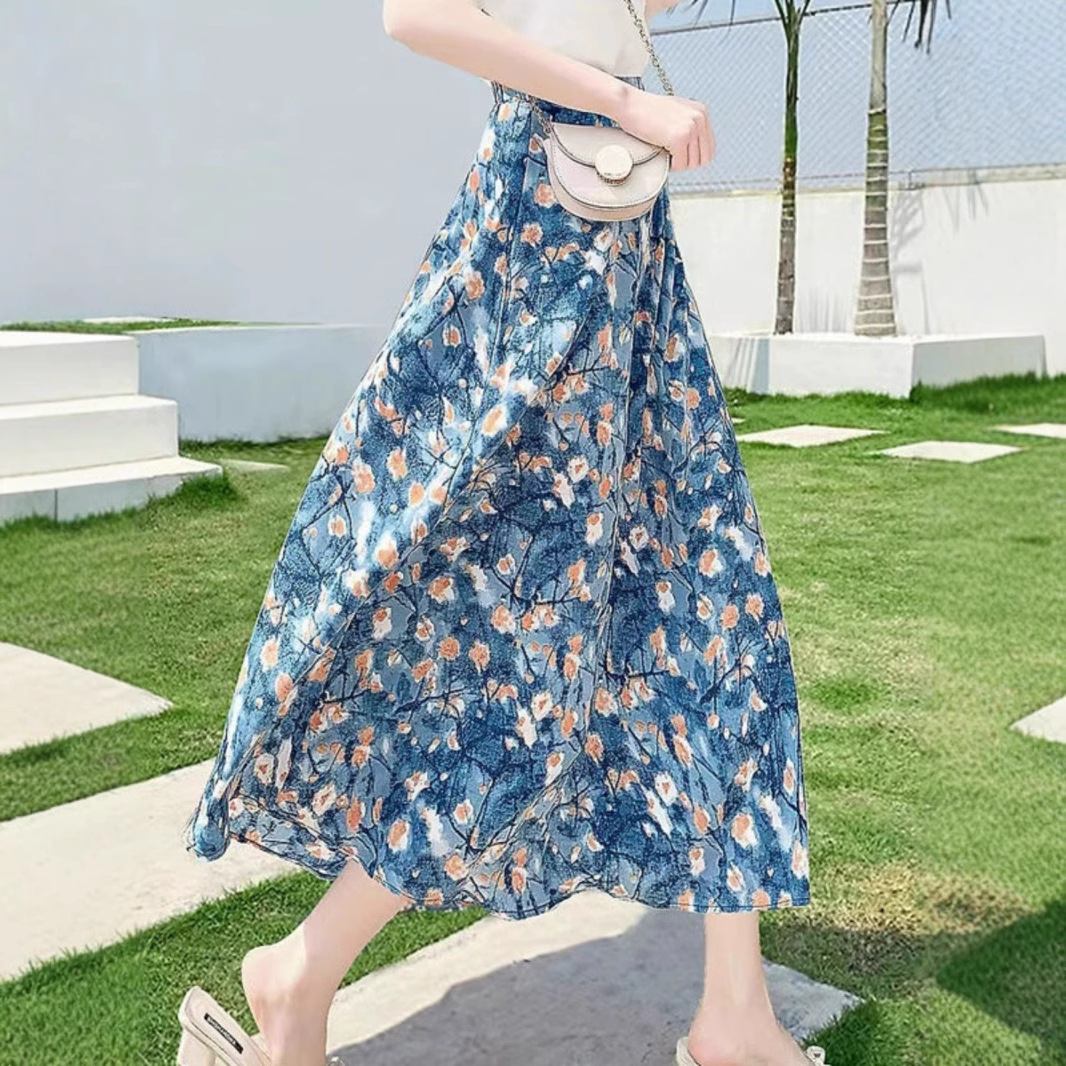花柄 ファッション 桜花舞う優美なミディ丈スカート