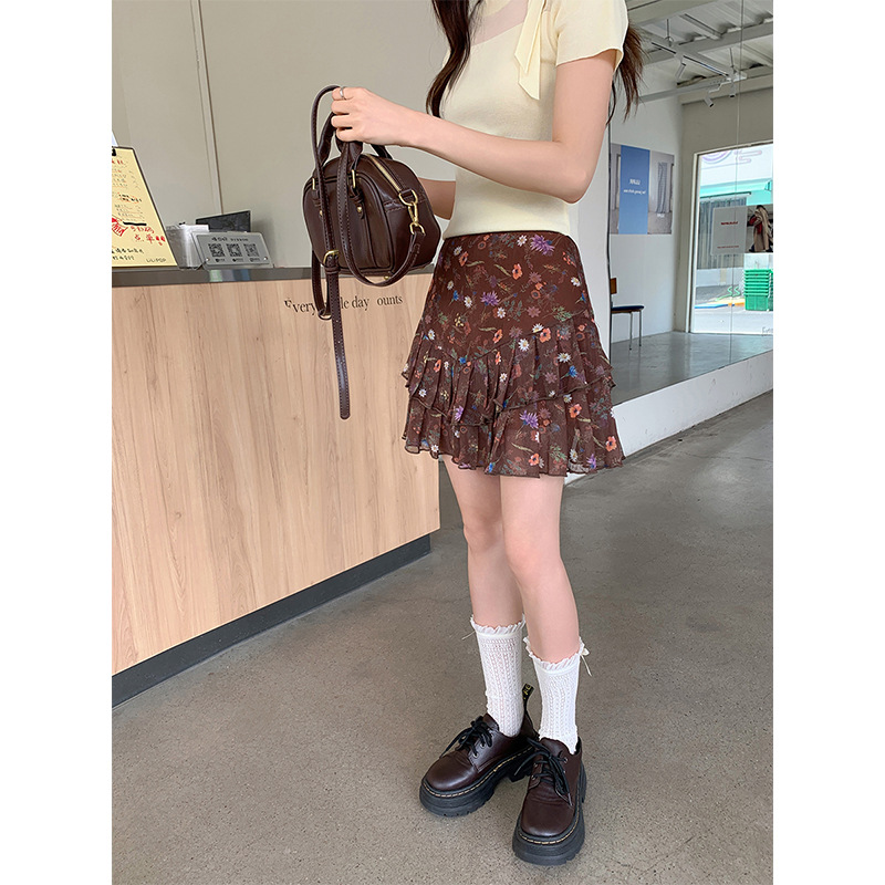 花柄 ファッション 野花ティアードミニスカート
