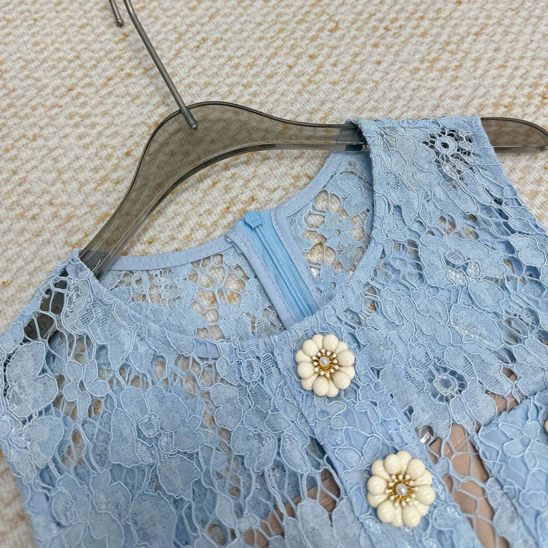 花柄 ファッション 花咲く透かし編みレースチュニック