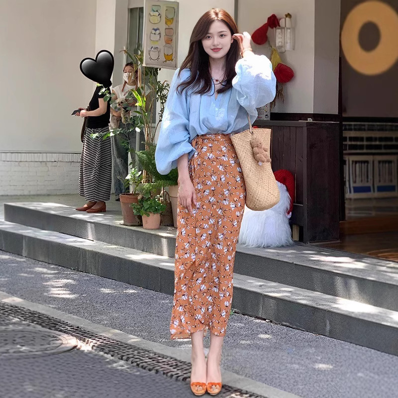 花柄 ファッション 優美な小花柄ロングスカート