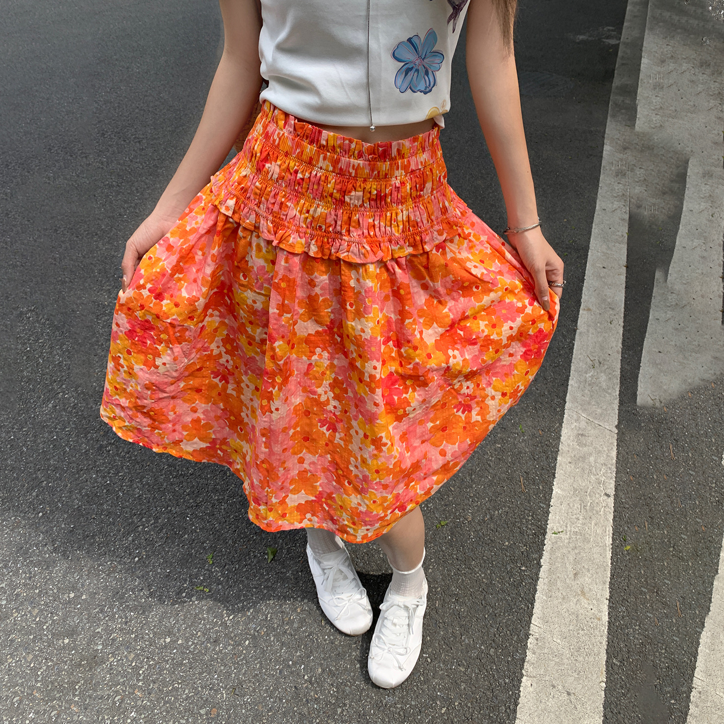 花柄 ファッション 陽だまり花園ギャザースカート