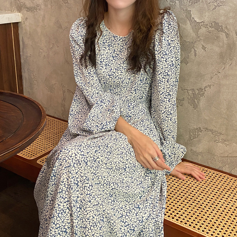 花柄 ファッション 秋向け 小花柄 レトロ ロングワンピース 上品