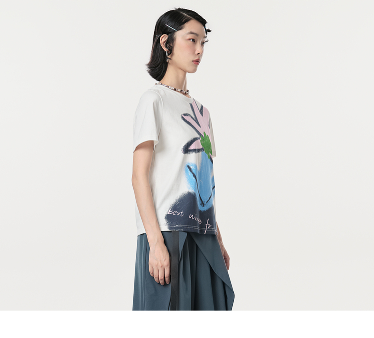 花柄 ファッション アートフルブルーム 花模様Tシャツ