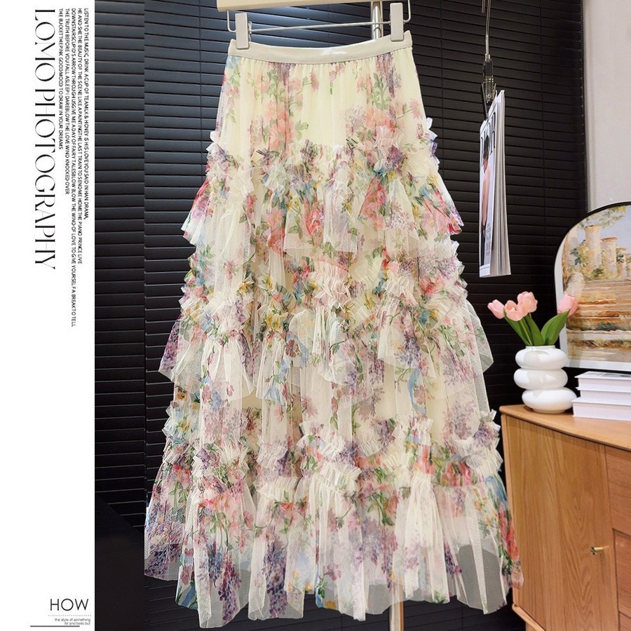 花柄 ファッション 夢見る花園チュールスカート