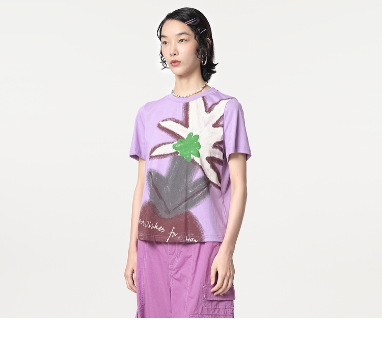 花柄 ファッション アートフルブルーム 花模様Tシャツ