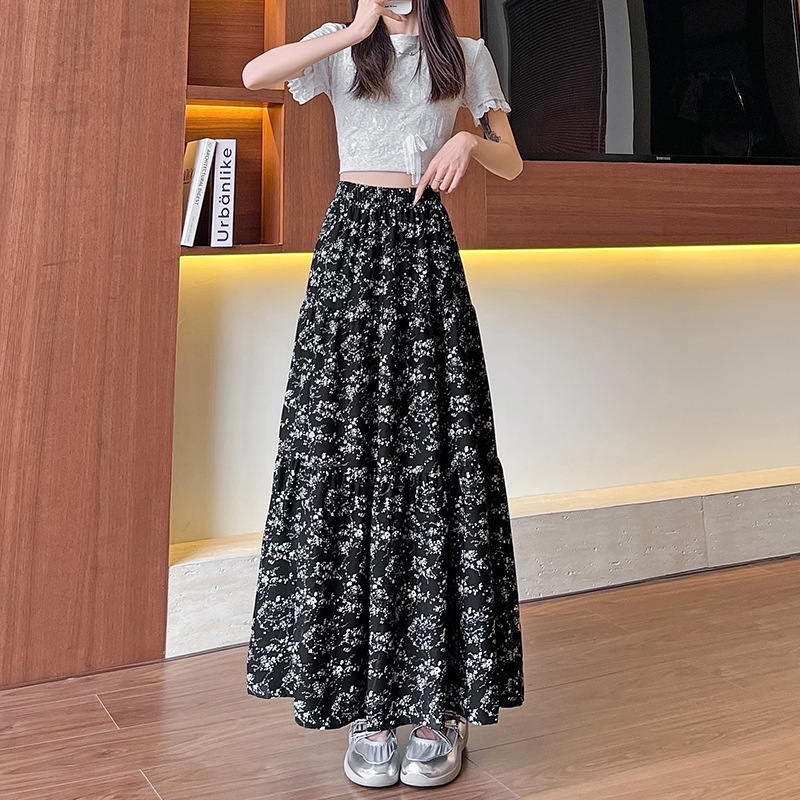 花柄 ファッション 優美な小花ロングスカート