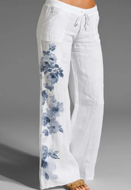 花柄 ファッション 大輪花咲きワイドパンツ