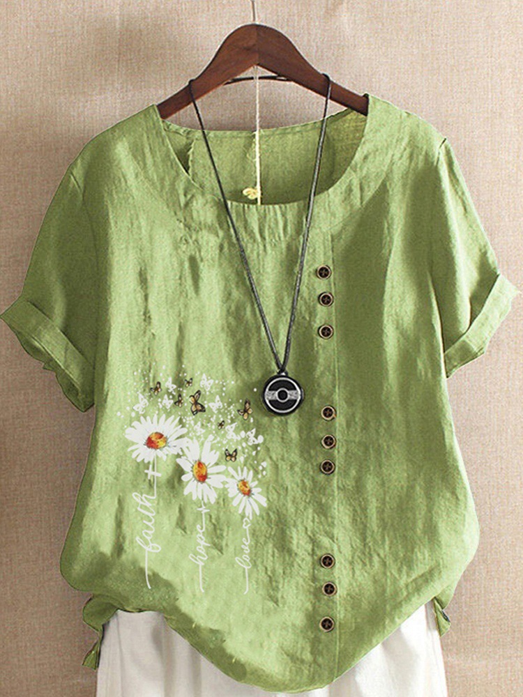 花柄 ファッション 蝶舞う野花刺繍ゆったりチュニック