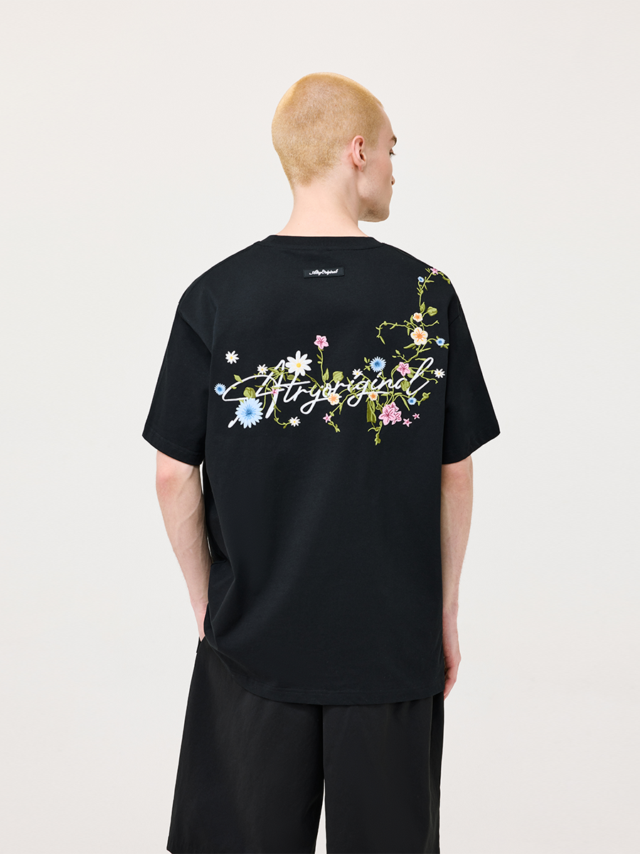 花柄 ファッション 優美な刺繍 花の架け橋 Tシャツ