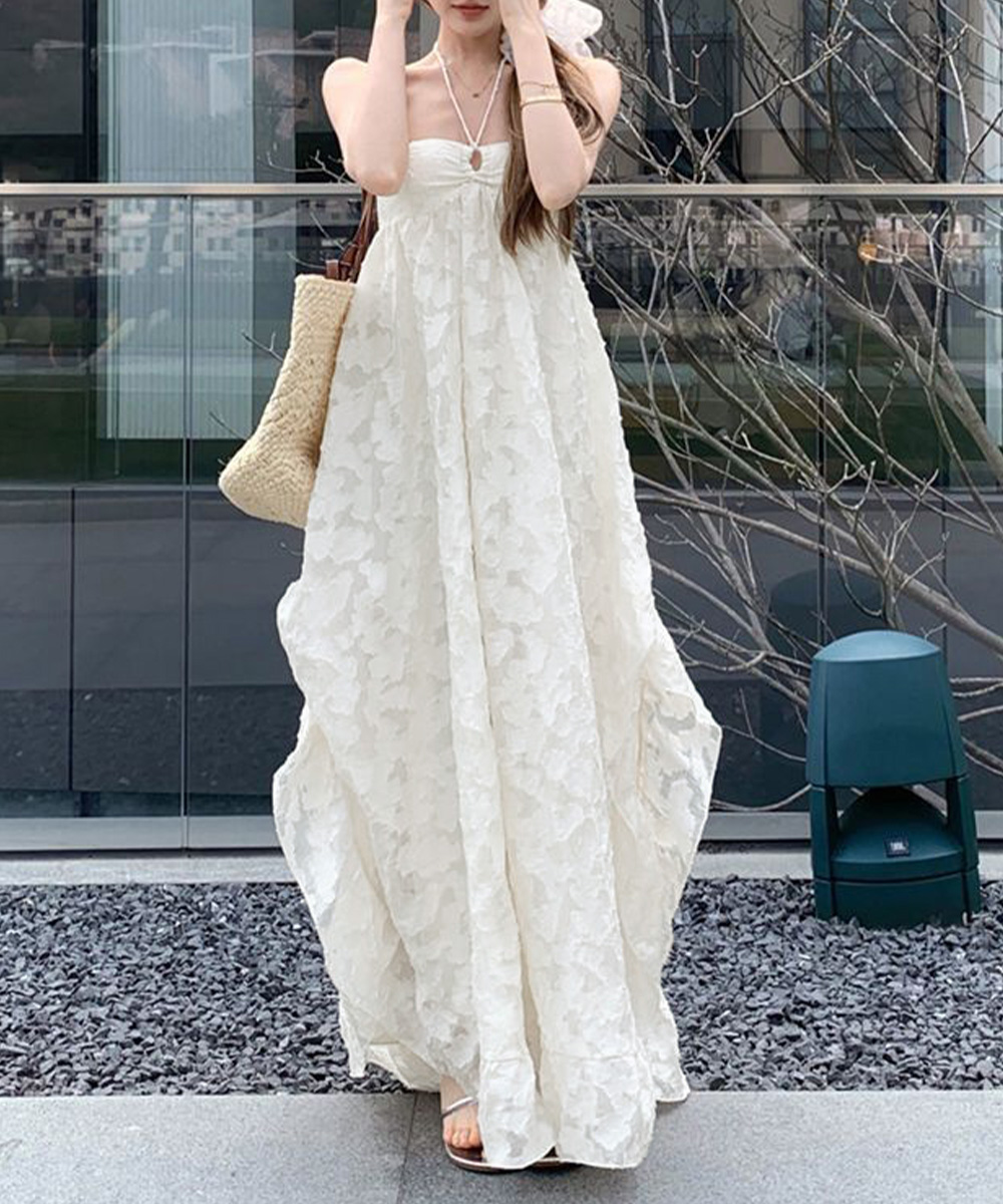 花柄 ファッション 花柄リゾートワンピース パッド付き背開き