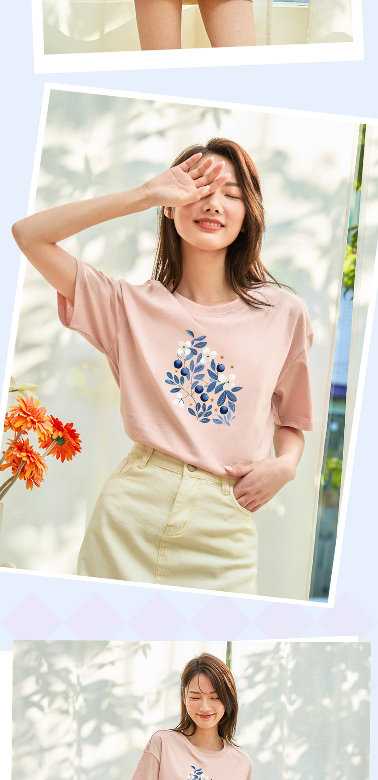 花柄 ファッション 果実と花の調和 ボタニカルTシャツ