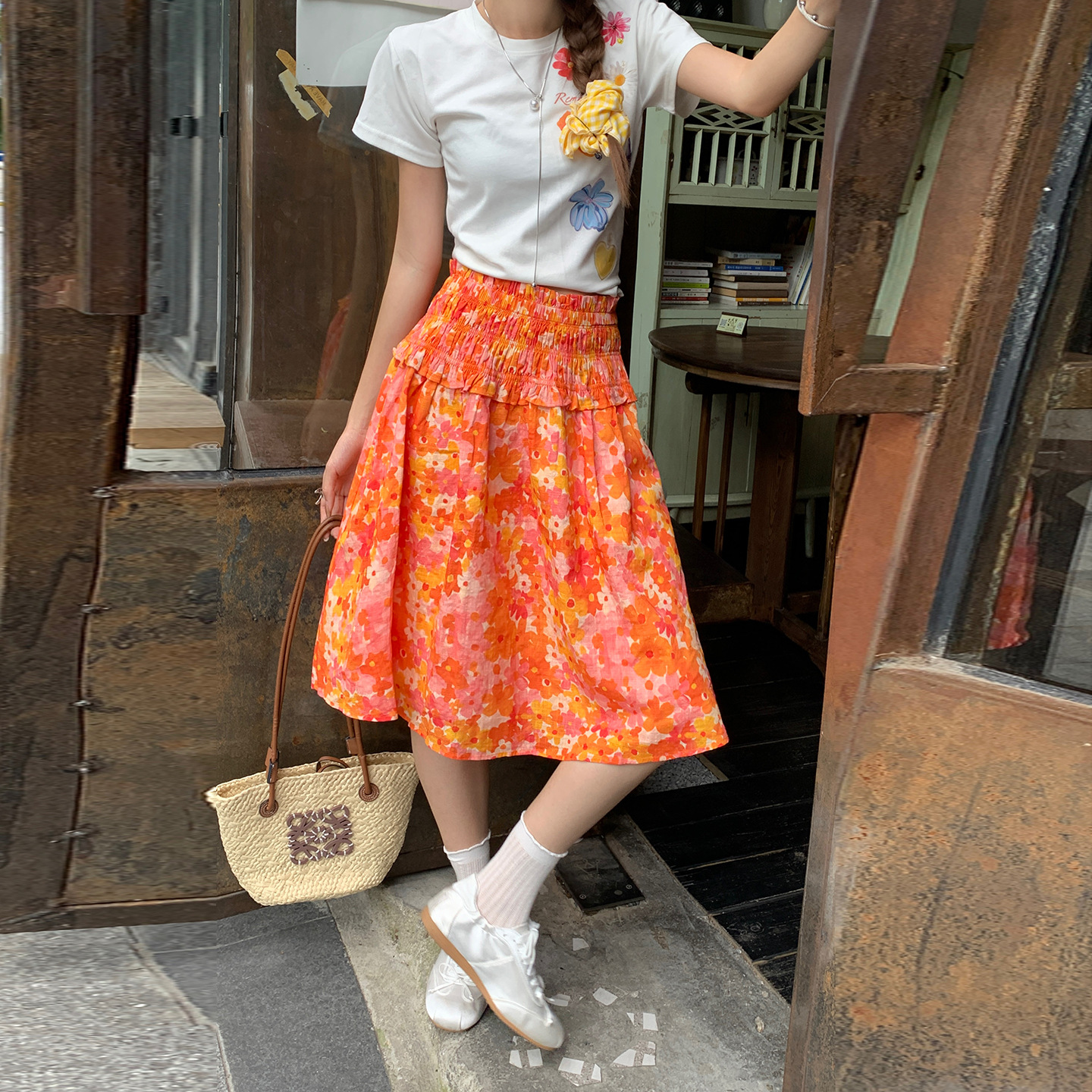 花柄 ファッション 陽だまり花園ギャザースカート