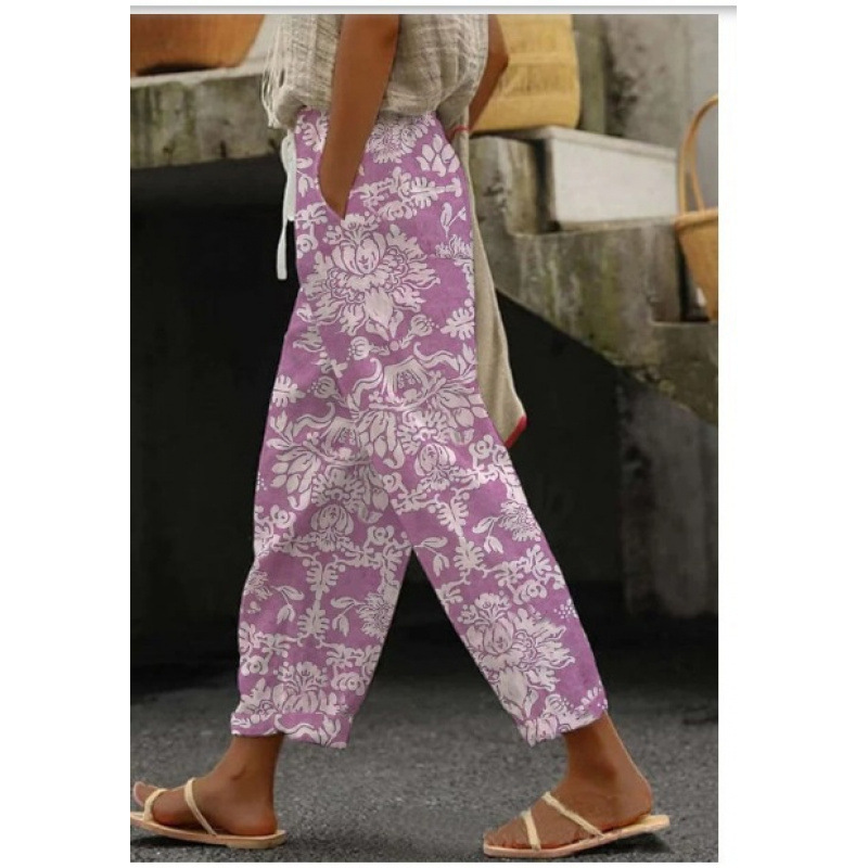 花柄 ファッション 大輪花咲きワイドパンツ