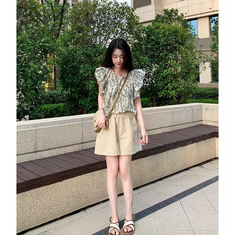 花柄 ファッション 優美な草花模様フリルブラウス