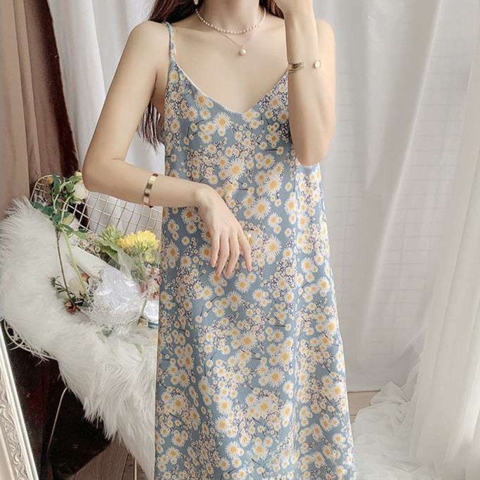 花柄ワンピースデイジー柄シフォンキャミワンピース